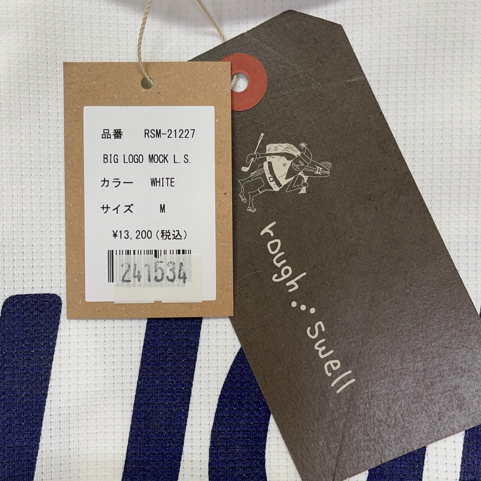 メンズ ラフ＆スウェル rough-swell 長袖シャツ M ホワイト モックネック ビッグロゴ ストレッチ WHITEMONARCHHOTEL_COM