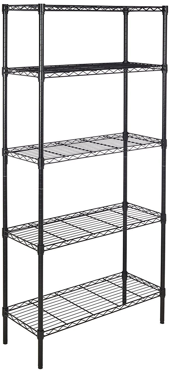 【人気商品】ベーシック 5段スチールラック 棚 メタルラック 耐荷重794kg 幅91.4×奥行35.6×高さ183cm ブラック