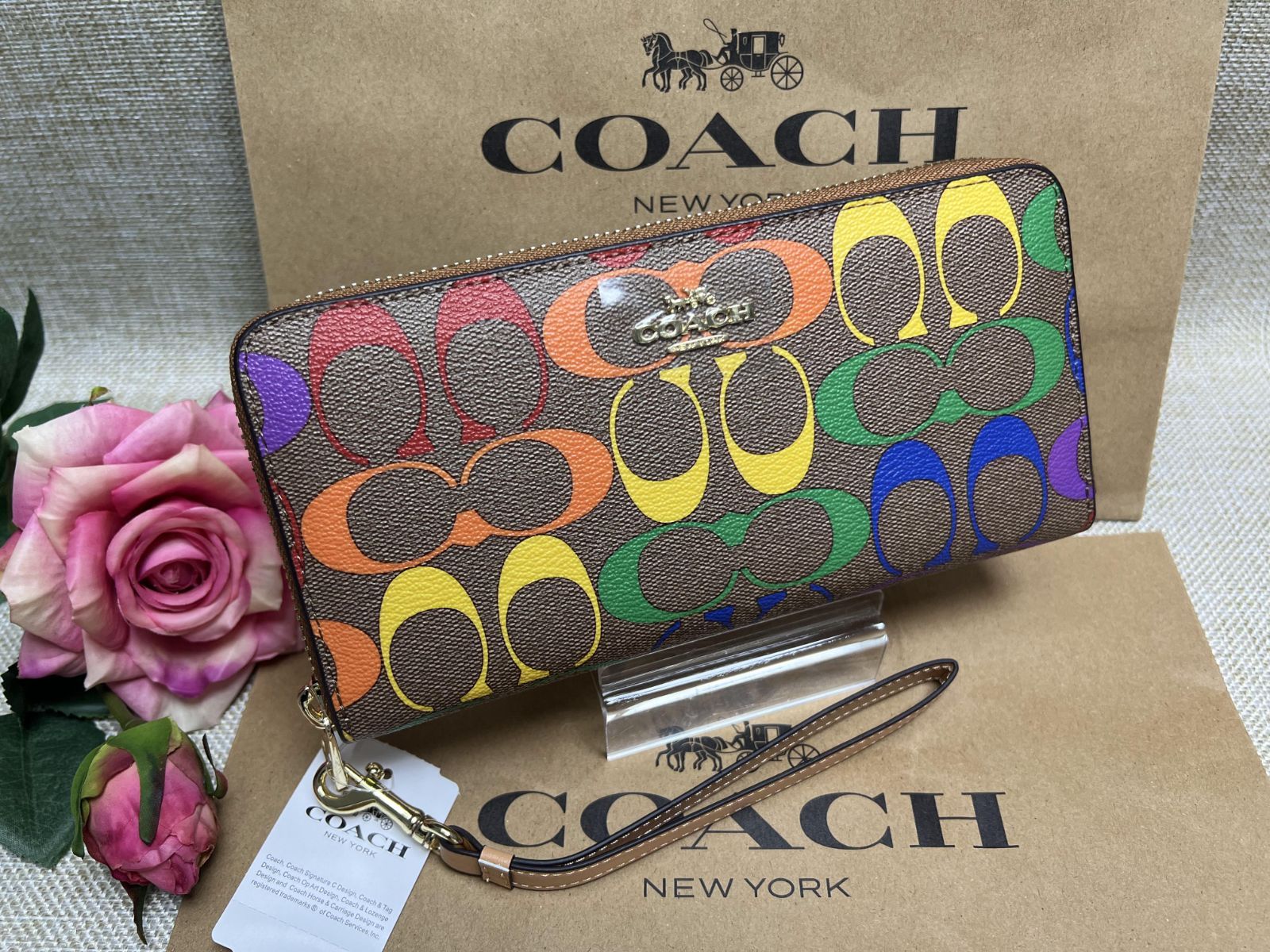 COACH 財布 コーチ 長財布 レインボー シグネチャー ラウンド