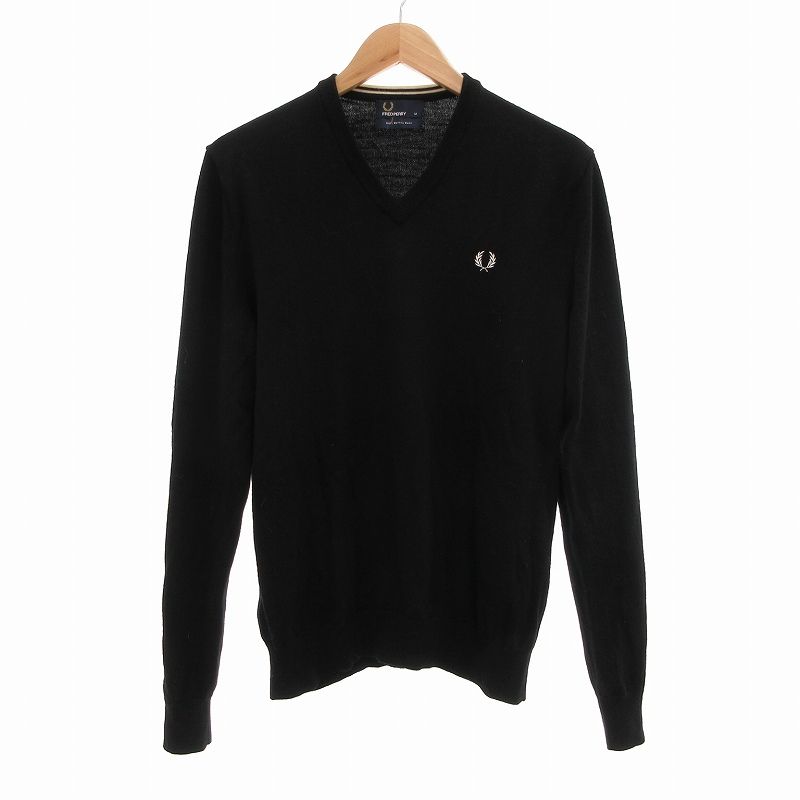（M）FRED PERRY ブラック 長袖ニット M）FRED PERRY ブラック 長袖ニット
