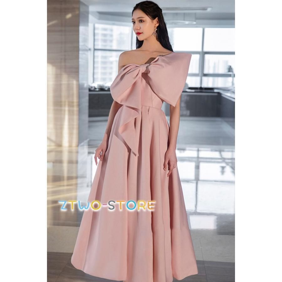 ウェディング ドレス ウェディングドレス 大きいサイズ 3L 4L 小さいサイズ 演奏会 ロングドレス リボン ワンショルダー ウェディン