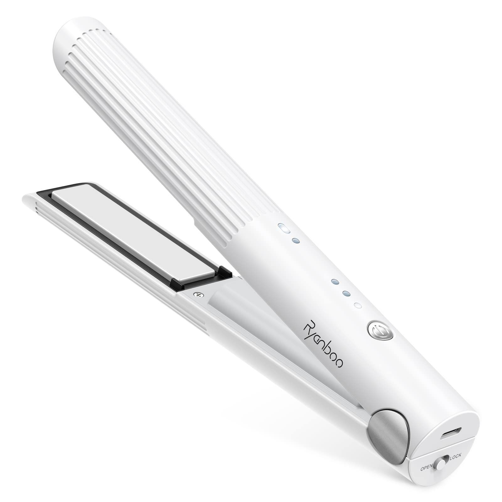 コードレスヘアアイロン USB充電式ヘアアイロン コードレス ミニ ストレートアイロン コードレス ワイヤレス ヘアアイロン 持ち運び 3段階温度調整 MAX200℃ White