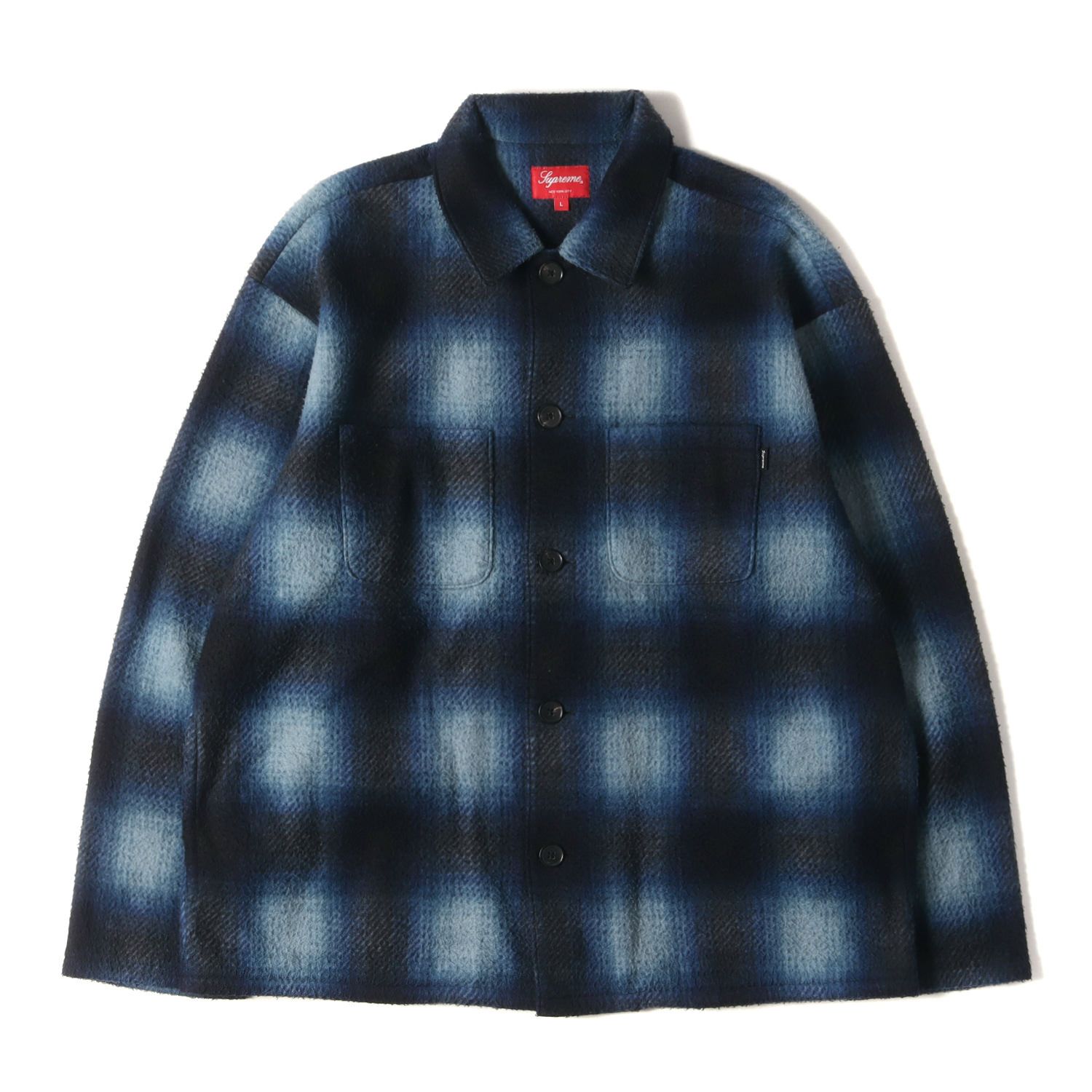 Supreme シュプリーム シャツ サイズ:L 20AW シャドウチェック フリース 長袖シャツ Shadow Plaid Fleece Shirt ブルー トップス カジュアルシャツ【メンズ】