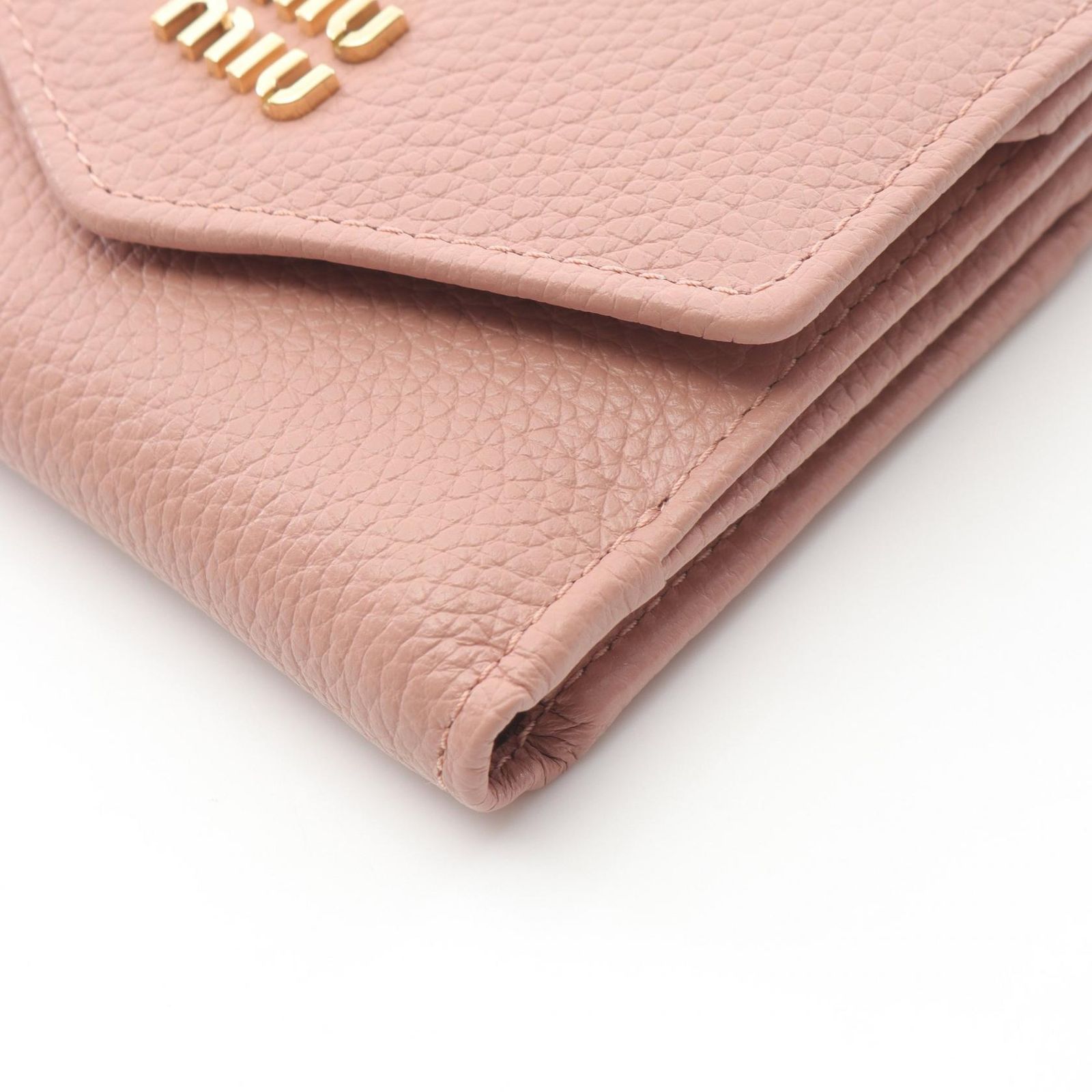 ミュウ ミュウ Miu Miu 三つ折り財布 VIT.DAINO ピンク レザー