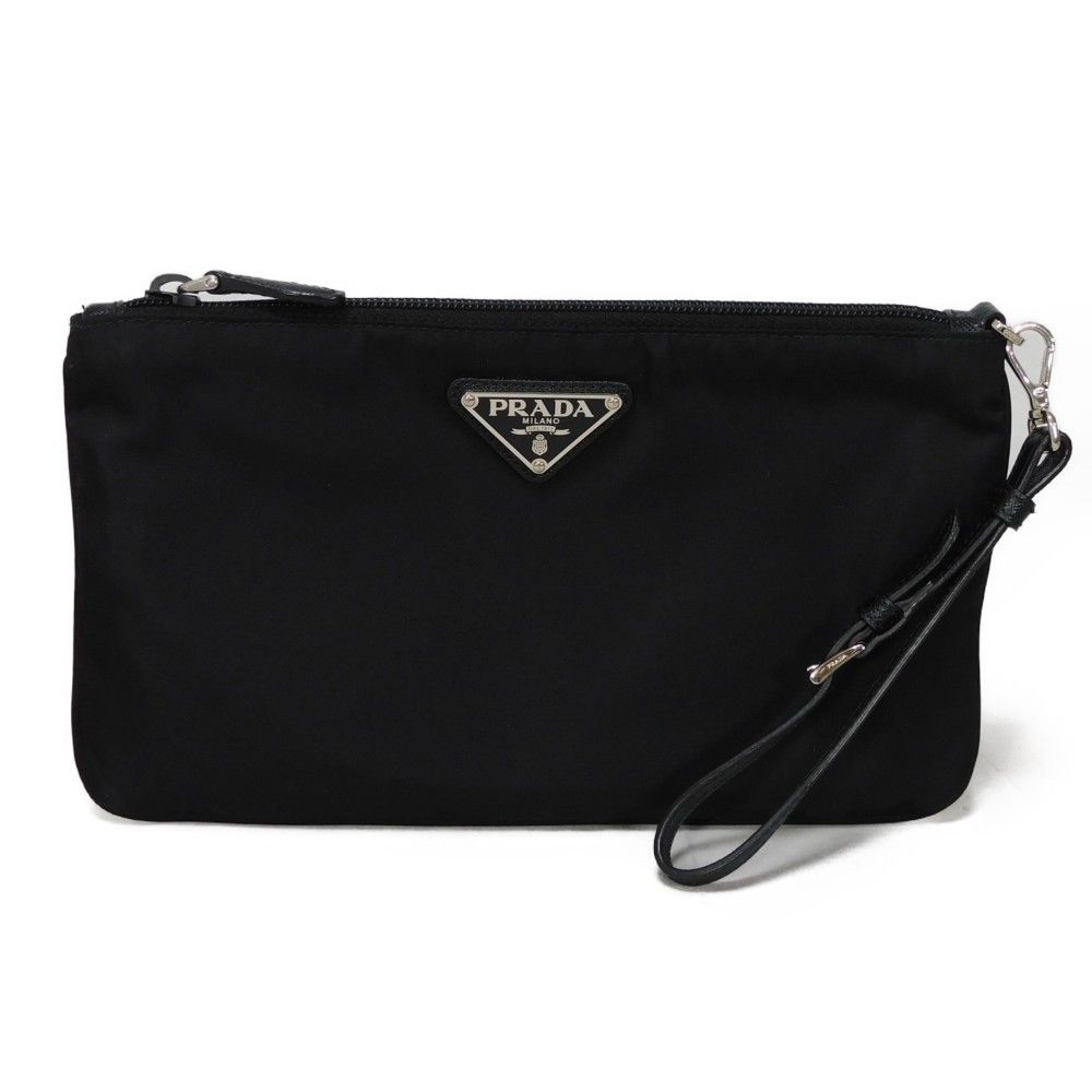 PRADA プラダ テスート ポーチ サフィアーノ ブラック ハンドル 