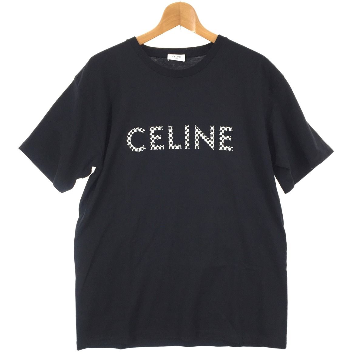 CELINE セリーヌ チェッカースタッズロゴ メンズ半袖Tシャツ SIZE M