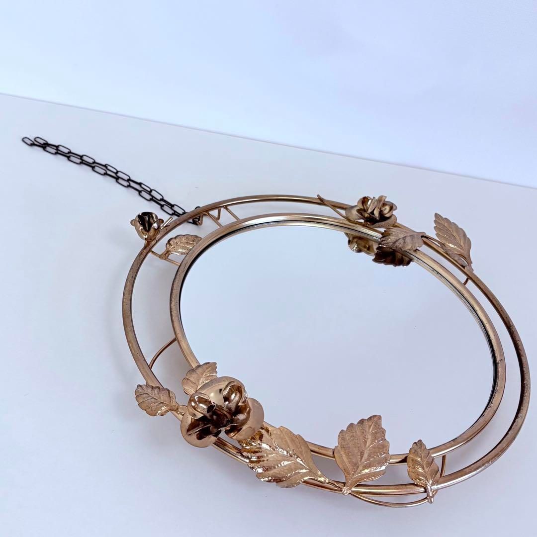 アンティーク ラウンド アイアン ローズ ミラー ビンテージ フレームミラー