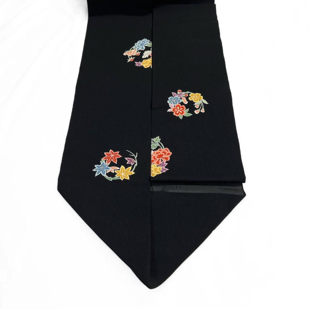 名古屋帯 ちりめん 金彩 花紋 牡丹 菊 桜 楓 着物 093a d