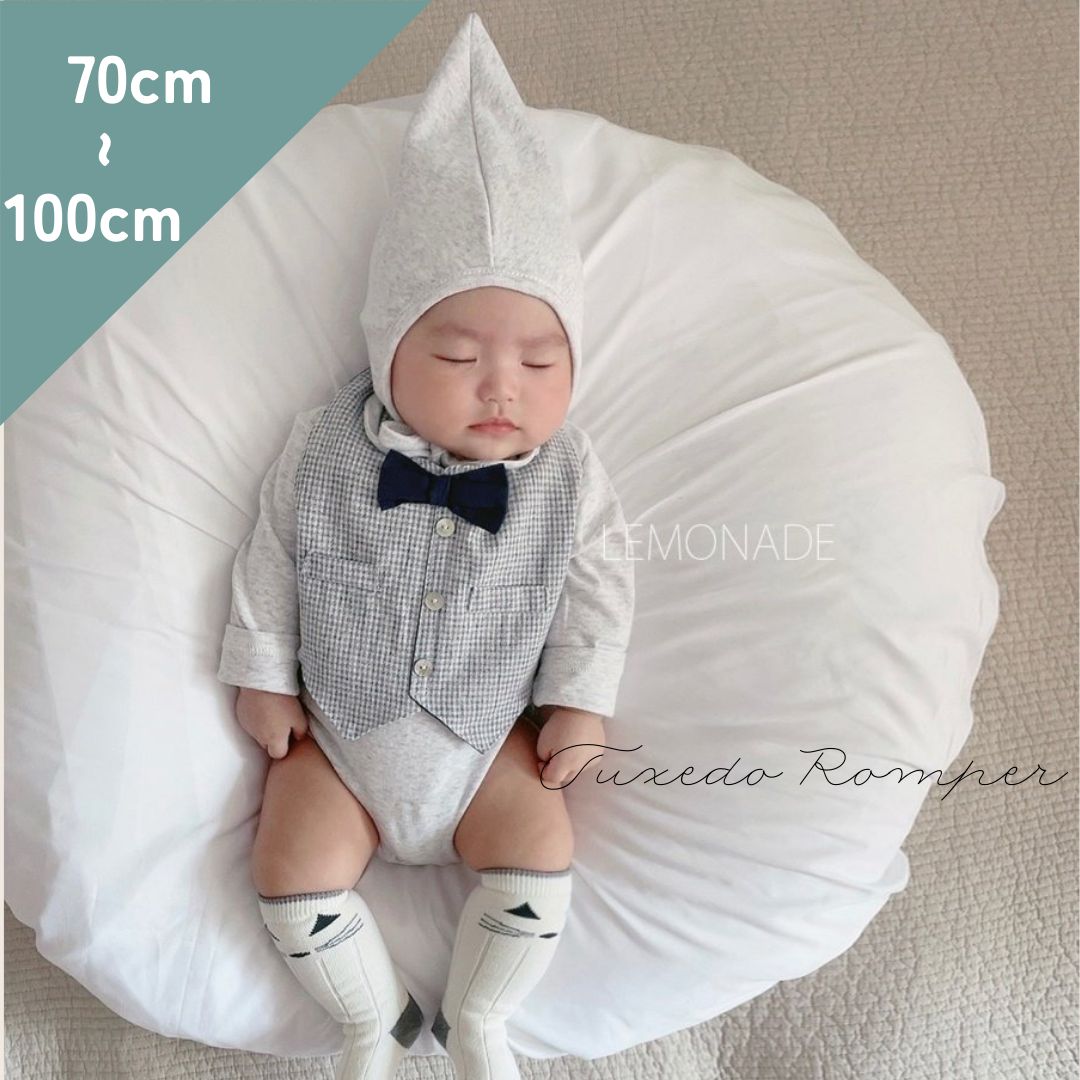 【新品未使用】【韓国子供服ブランド正規品】LEMONADE　韓国子供服　正規品　ロンパース　ボンネット　スタイ　３点セット　70cm 80cm 90cm 100cm　ベビー