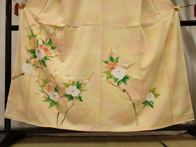 平和屋着物□訪問着 手描き 枝花文 暈し染め 金彩 正絹 逸品