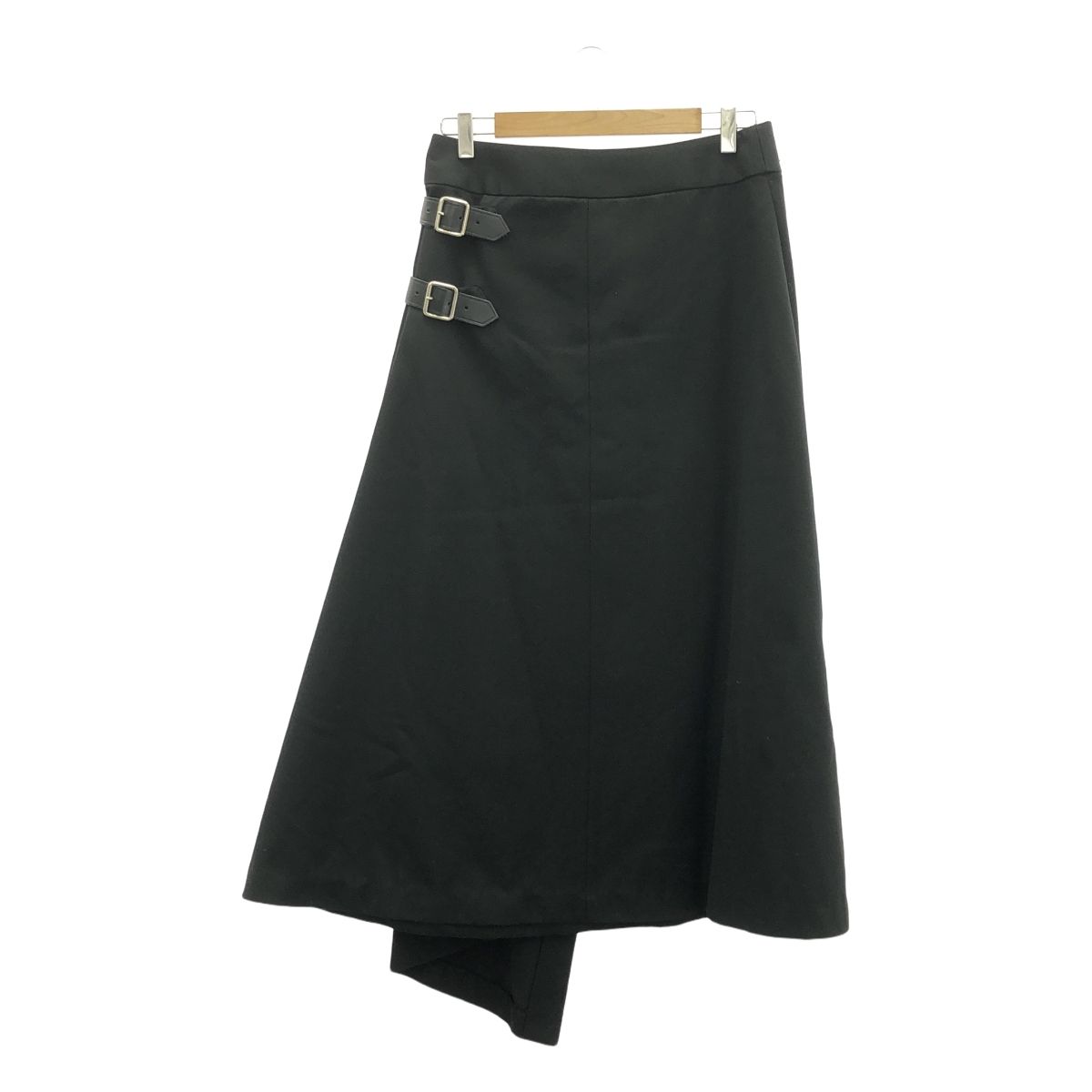 COMME des GARCONS | コムデギャルソン | AD2000 | レザーベルト付 ポリエステルウール ヘビー ラップスカート | M | ブラック | レディース