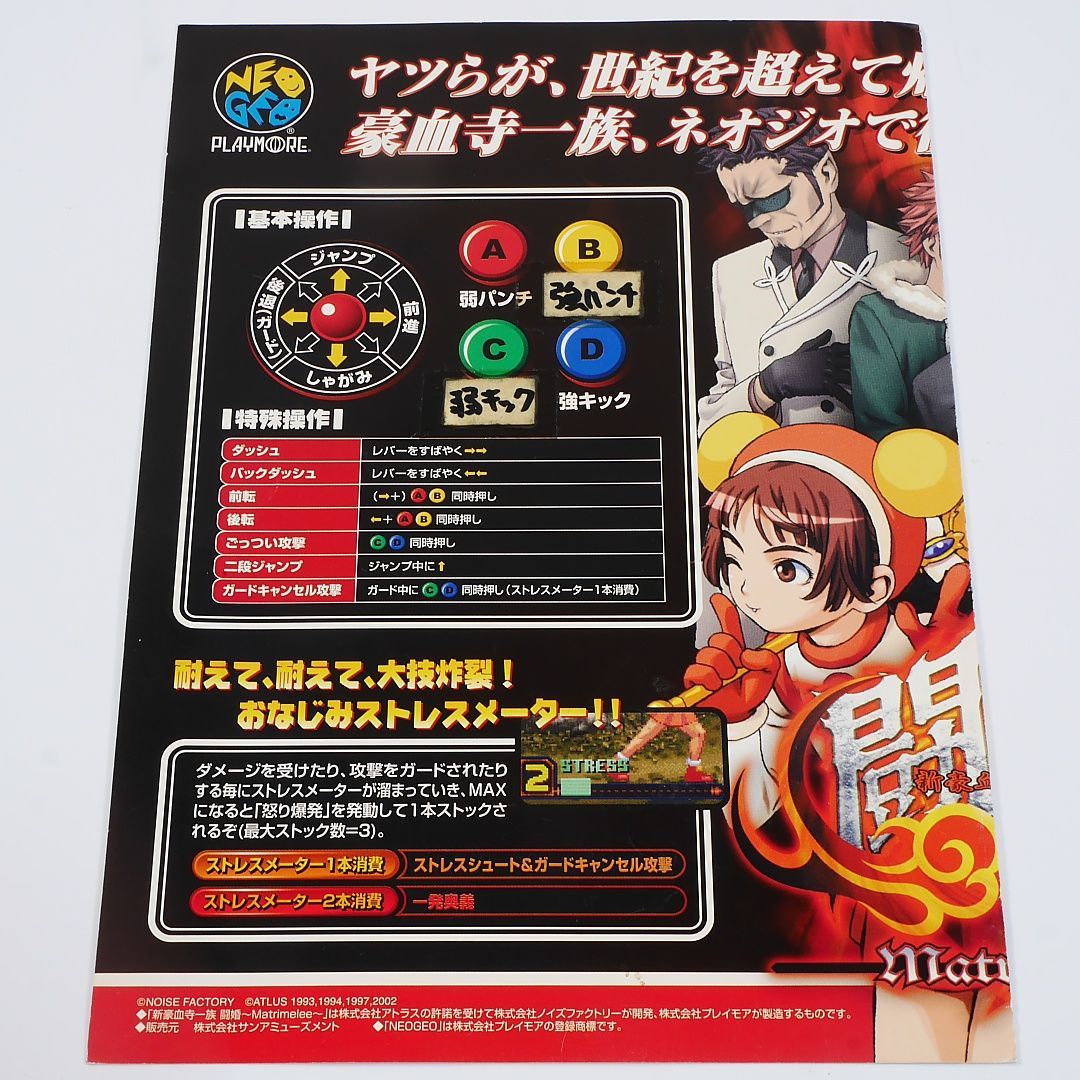 超安い品質 新豪血寺一族 純正インスト+取扱説明書 MVS 出品663 NEOGEO その他