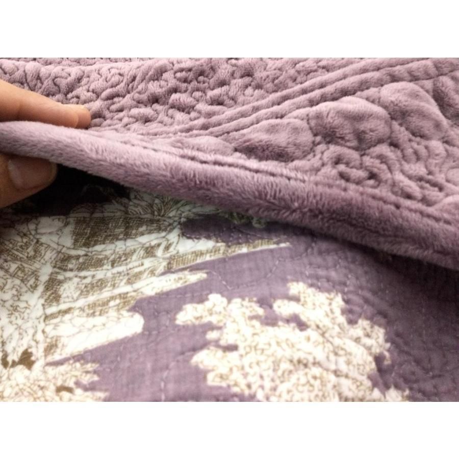 キルトマルチカバー リバーシブル 洗える 大一商事 プードラ 200x250cm パープル NEXPOTALLINN_EU