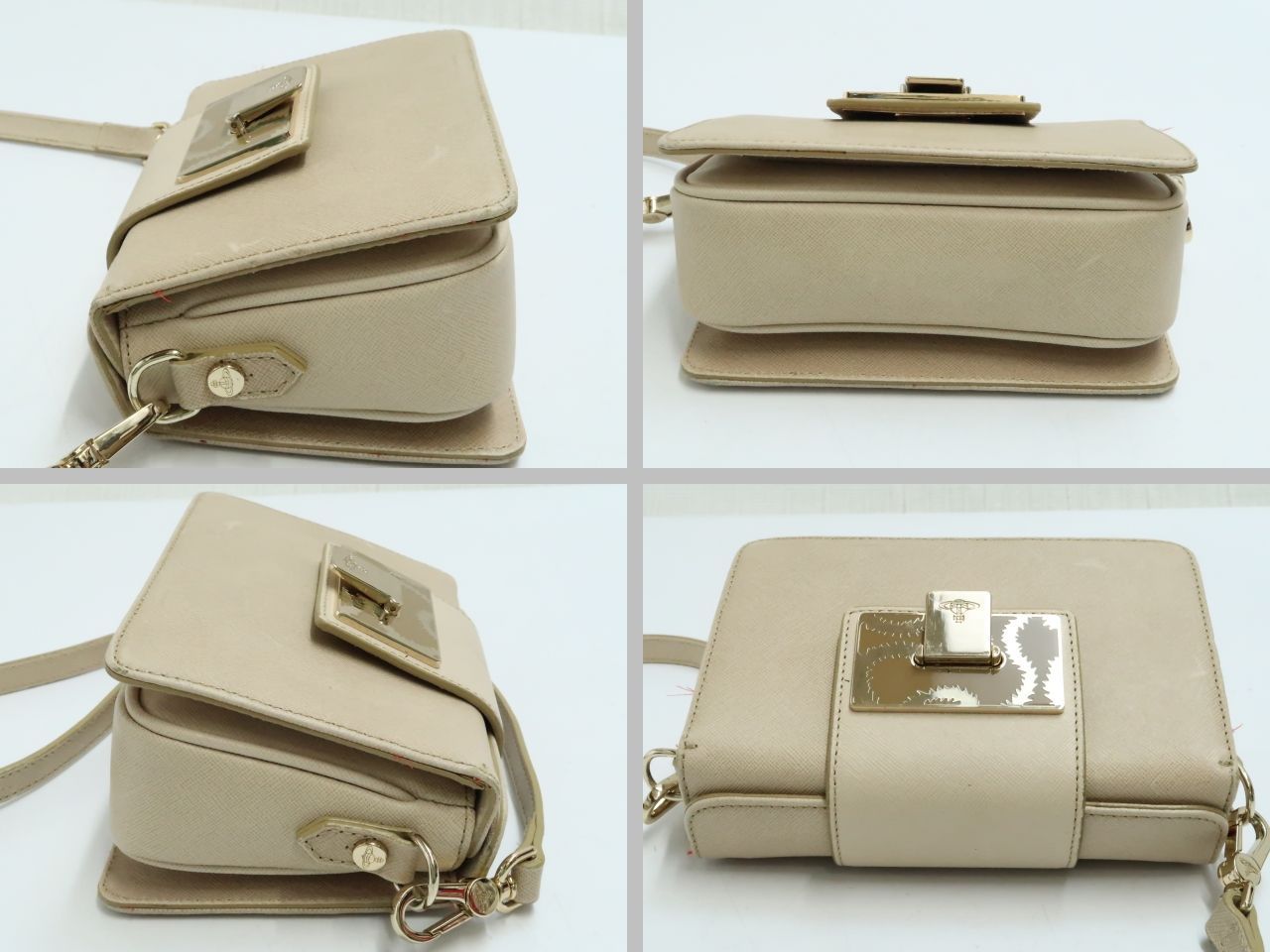 ヴィヴィアンウェストウッド レザー ショルダーバッグ ベージュ色系