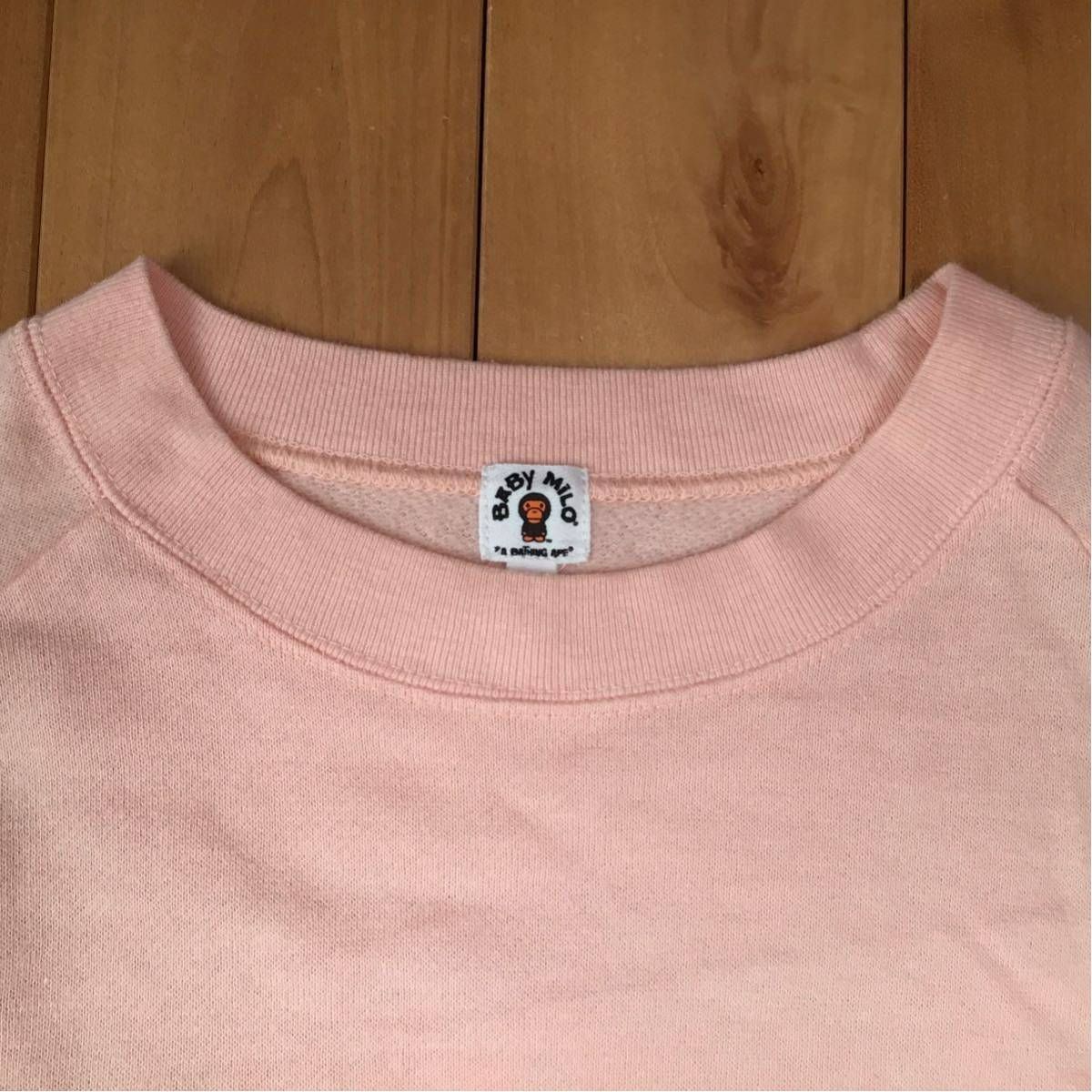 BABY MILO LOGO 長袖スウェット Lサイズ Pink a bathing ape BAPE