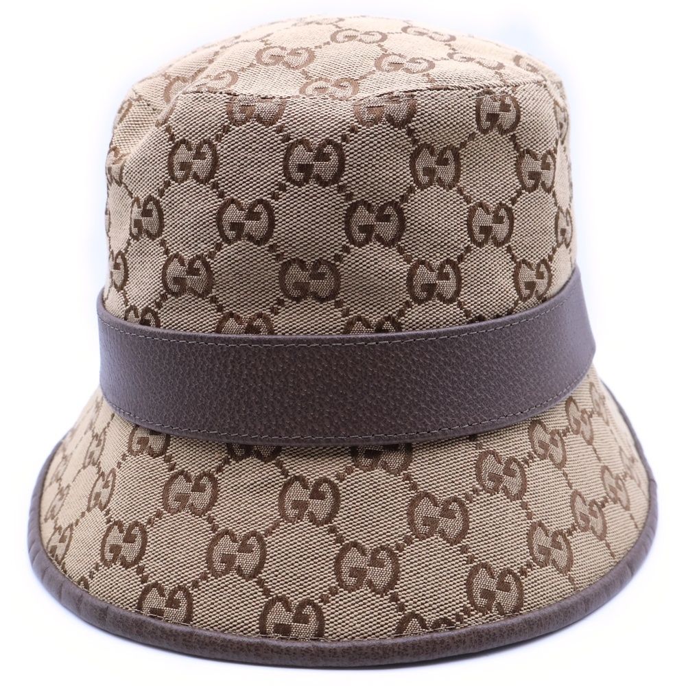 GUCCI バケットハット GG 総柄 ブラウン ベージュ キャンバス レザー imgrc0164839768.jpg