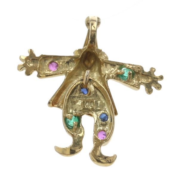 K18 花モチーフ ルビーサファイヤエメラルドペンダントトップ