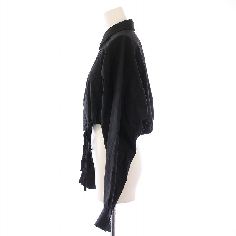 ウジョー Ujoh  STUDIOUS別注 クロップドシャツ ブラウス 長袖 レギュラーカラー ショート丈 2 黒 ブラック U764-B02-050 ウジョー Ujoh STUDIOUS別注 クロップドシャツ ブラウス 長袖
