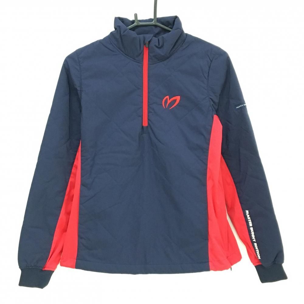 超 マスターバニー 中綿ブルゾン ネイビー×レッド ハーフジップ ロゴ レディース 1 M ゴルフウェア MASTER BUNNY EDITION