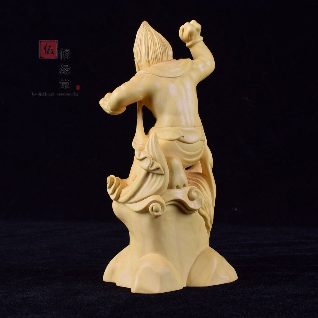 高品質 木彫仏像 風神立像 彫刻 仏教工芸 柘植材 仏師で仕上げ 高品質 木彫仏像 火神立像 彫刻 仏教工芸 柘植材 仏師で仕上げ