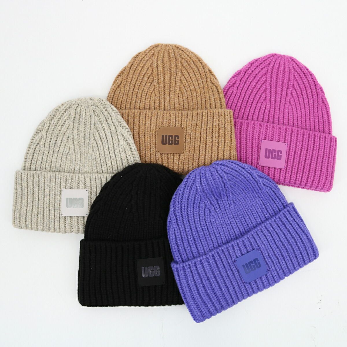 □UGG アグ 20061 U CHUNKY RIB BEANIE チャンキーリブ ビーニー ロゴ