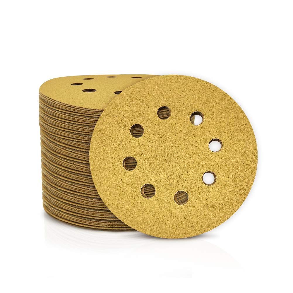 【人気商品】100枚 粒度 サンドペーパー #120 穴あり マジック式 紙やすり φ125mm サンディングペーパー セット 研磨 サンダー用 丸型 ディスク SPEEDWOX エアーサンダー丸パッド 木工用 吸じんラ