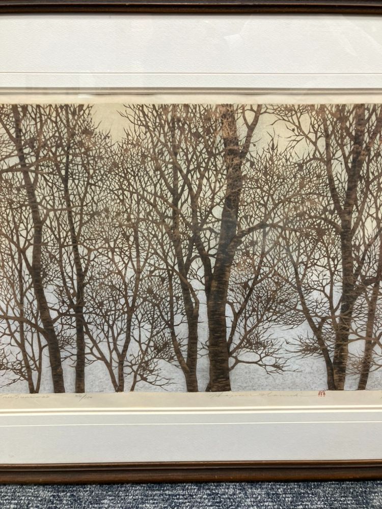 10％クーポン使用可 SK 並木一 tree scene 22 木版画 直筆サイン WWW_IBETON_RU