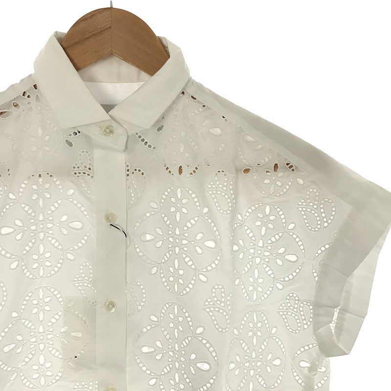 【美品】  TICCA / ティッカ | ショートスリーブ レース シャツブ ラウス | F | ホワイト | レディース 美品】 TICCA / ティッカ | ショートスリーブ レース シャツブ ラウス