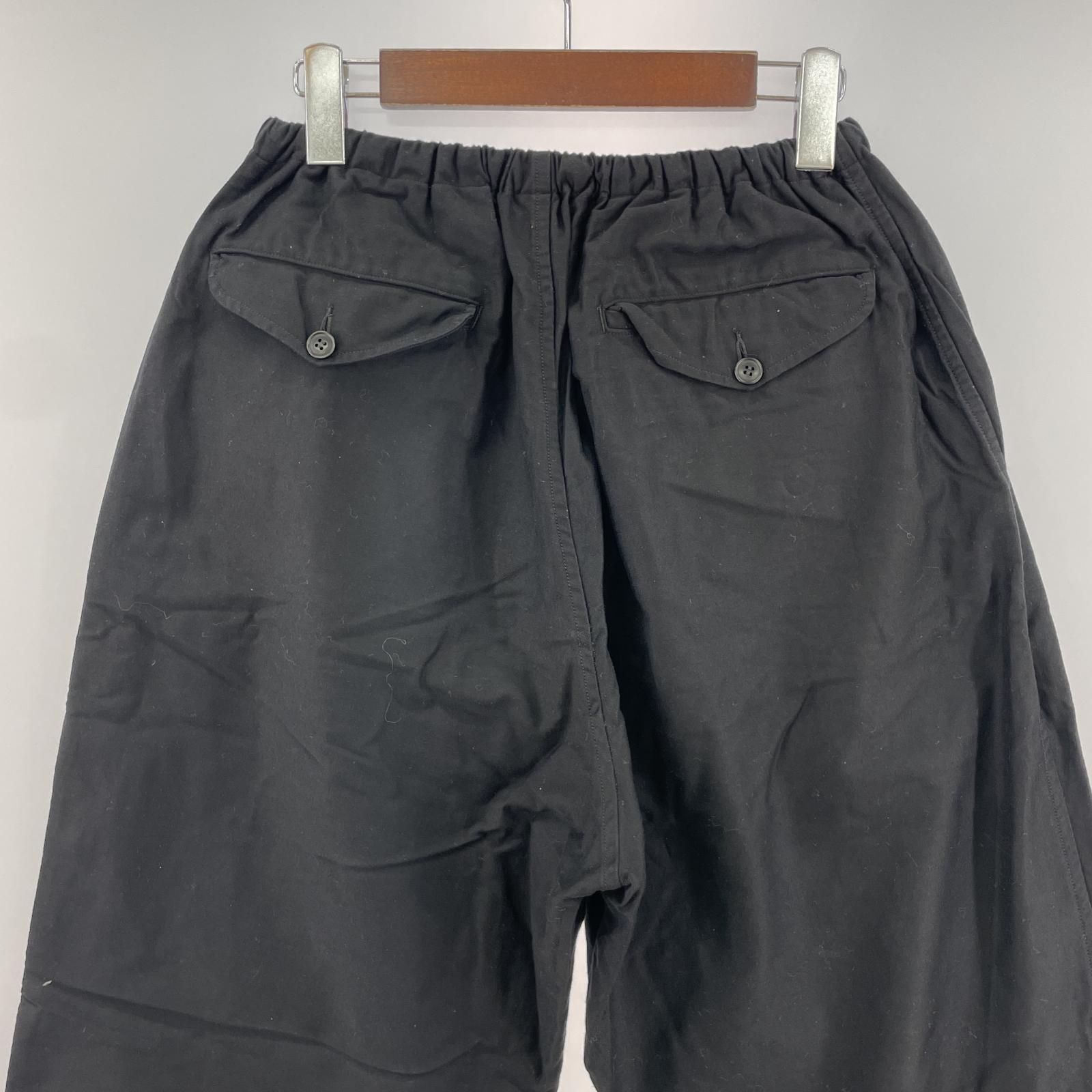 COMOLI 21SS コットンサテン ドローストリングパンツ 2 ブラック