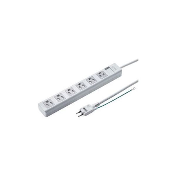 （まとめ）サンワサプライ シャッタータップ 6個口 2.5m TAP-SH362