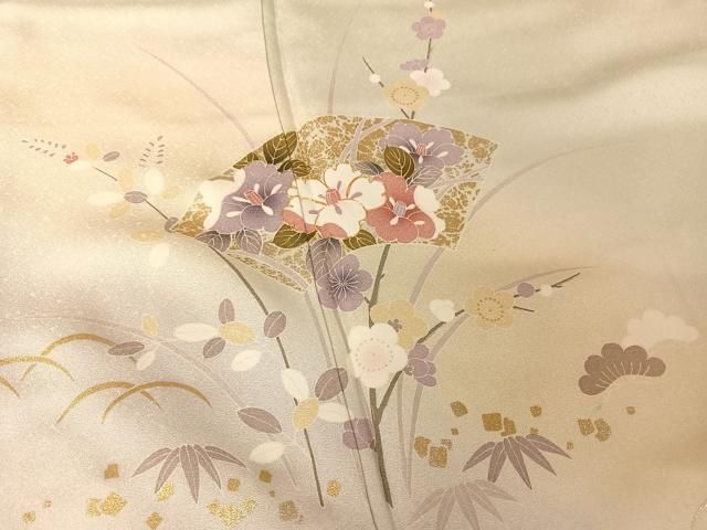 正絹訪問着　草花文　駒刺繍　金彩　⑨( 留袖、紬、袋帯なども出品) 楽天市場】【新古品】 訪問着 着物 正絹 袷 フォーマル 金駒刺繍
