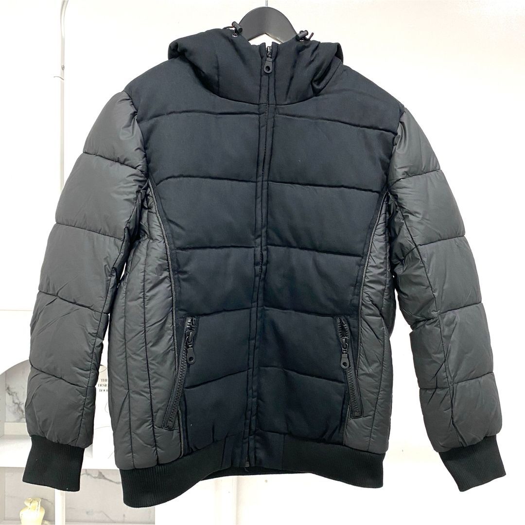 新品 未使用 ダウンジャケット 中綿 異素材 極暖 リブ ハイネック 