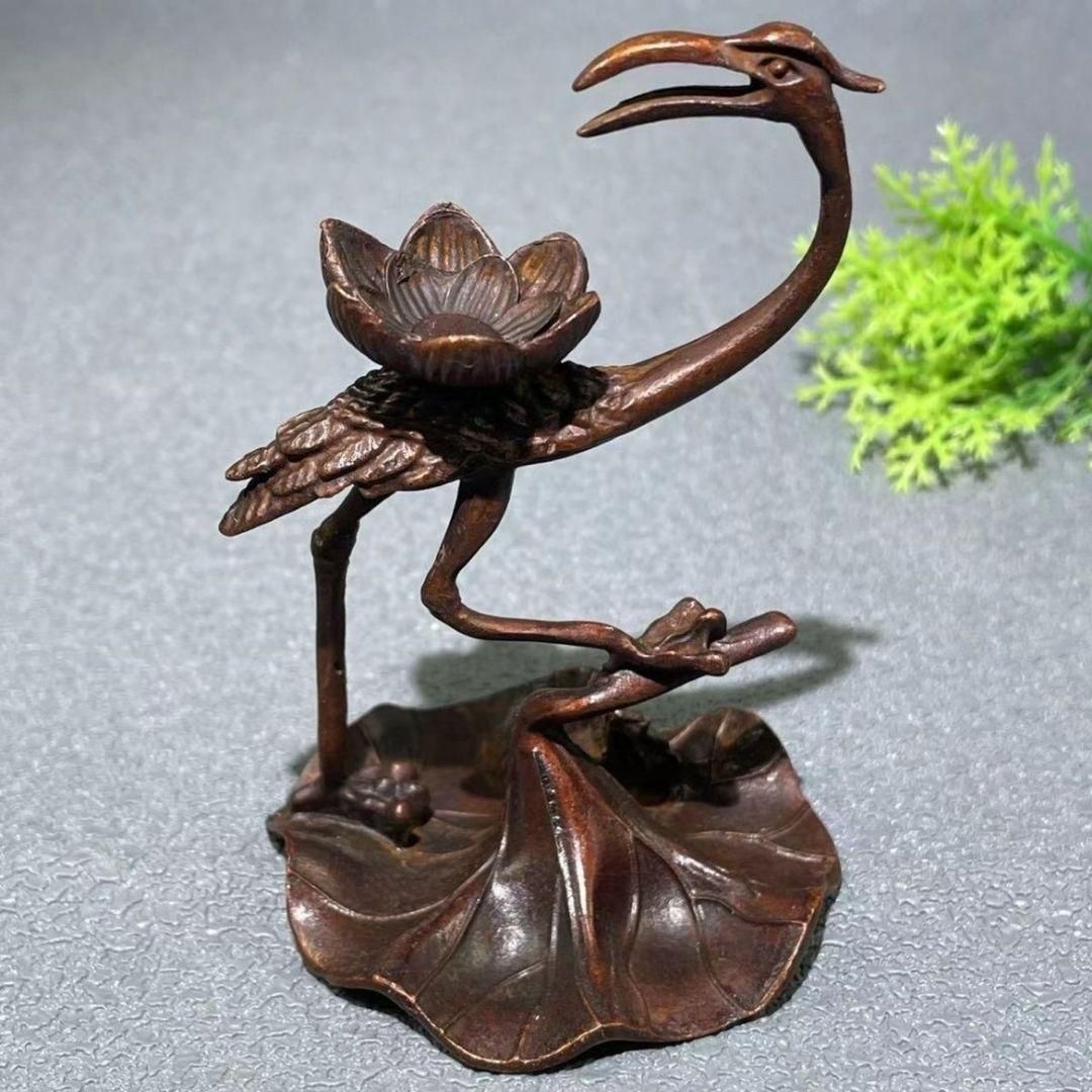 【本物新品保証】 ツルガエルの香炉 銅細工 香道具 置物 美術品 工芸品 装飾品 工芸品