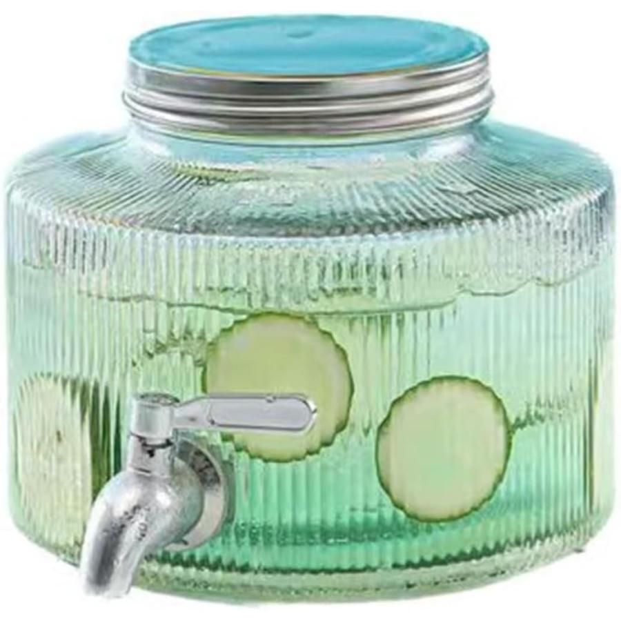 冷水筒 ドリンクサーバー 蛇口付き ガラス貯蔵タンク ドリンクディスペンサー 貯蔵タンクウォータージャグ用 クリア 果実酒びん 貯蔵ジャー