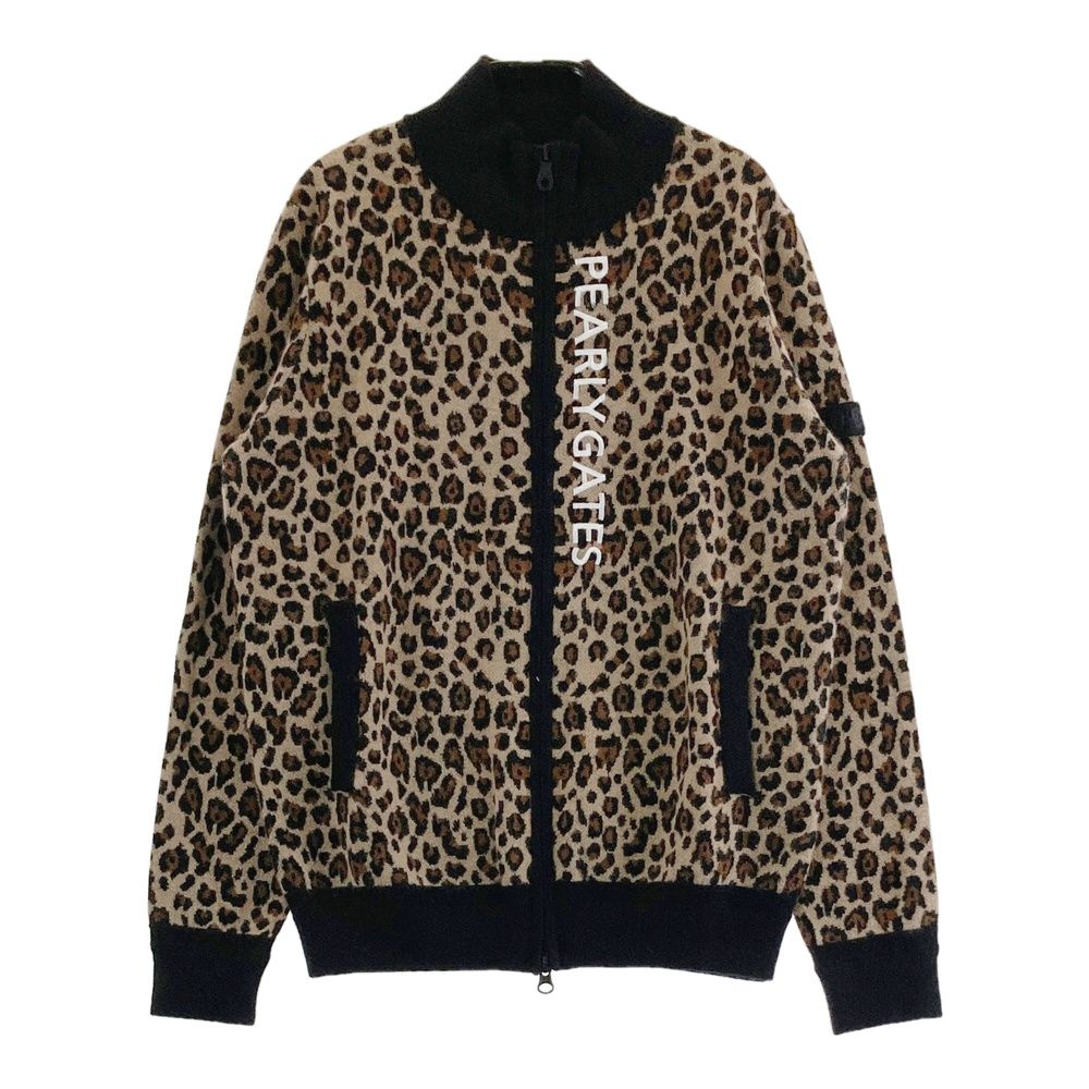 サイズ 0 PEARLY GATES パーリーゲイツ 055-2272004 カシミヤ混 ニット ジップジャケット レオパード柄 ベージュ系 240101535058 ゴルフウェア レディース ストスト