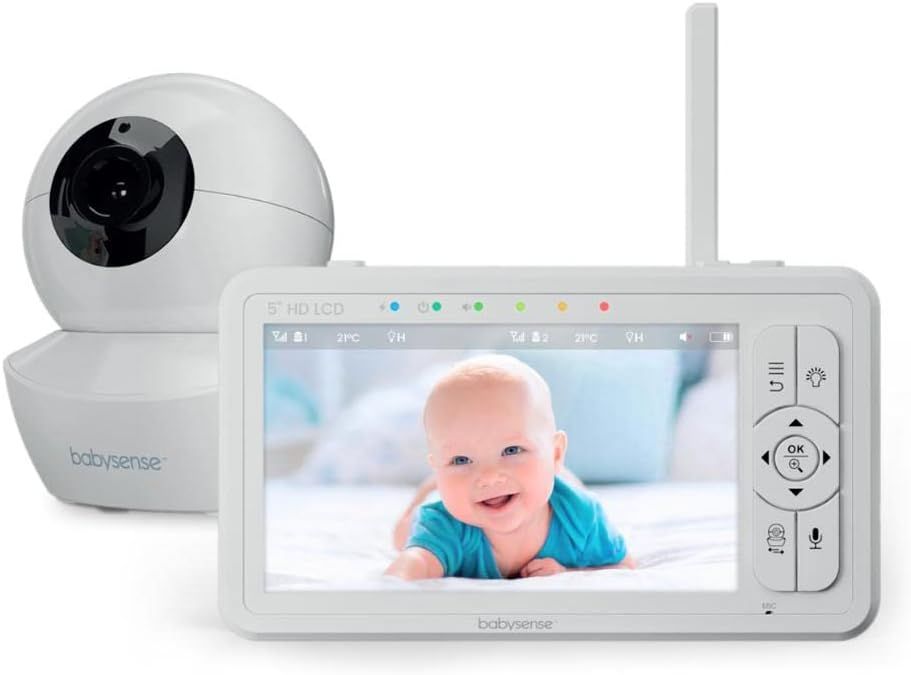 Babysense HD画質ベビーカメラ 見守り ベビーモニター 双方向トーク 室温アラート 2.4 GHz FHSSアプリやWifi不要でセキュリティ万全 上下左右首振りズームカメラ ホワイトノイズ＆子守歌 調光ナイ
