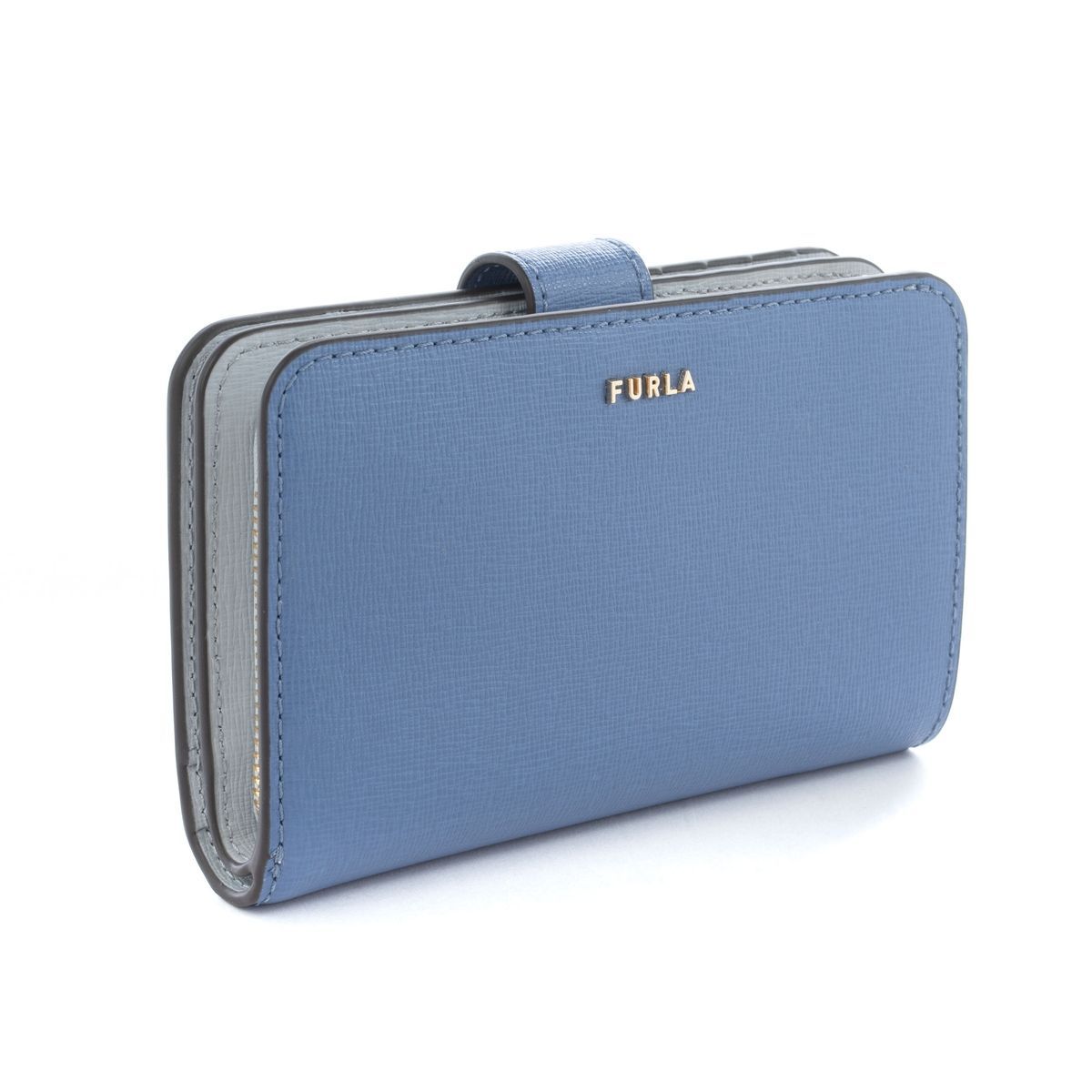 新品箱付 FURLA フルラ コンパクト財布 2つ折り ブルー系 バイカラー