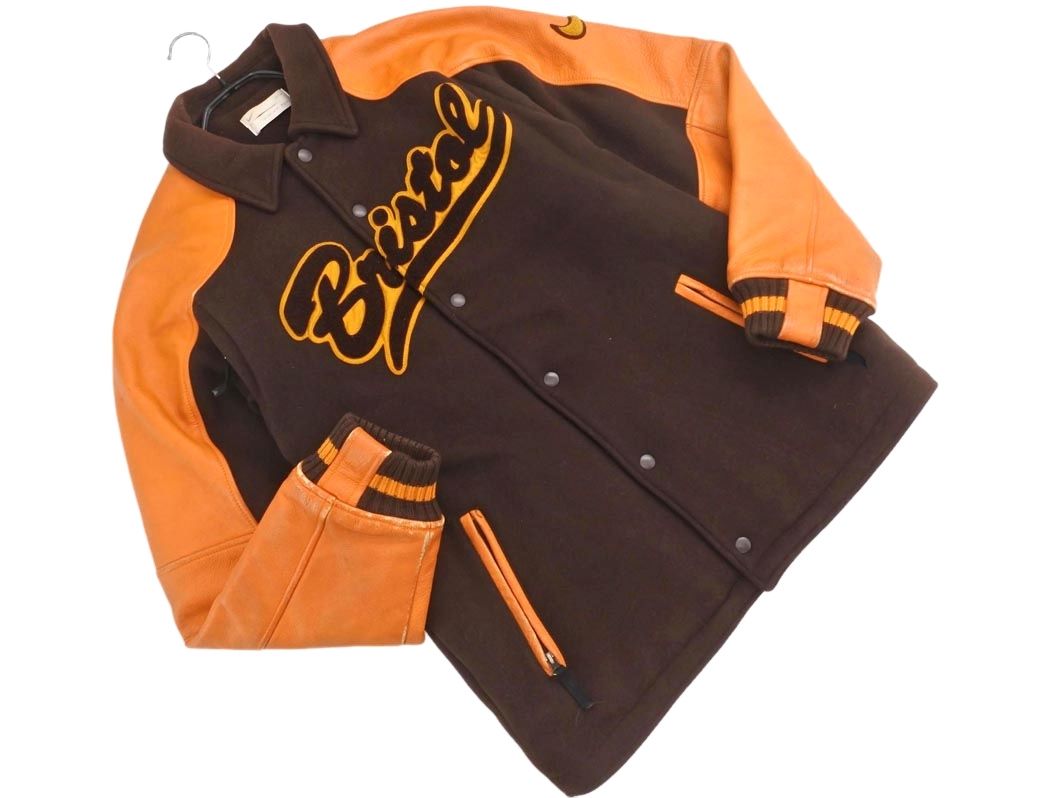 NIKE ナイキ F C R B Real Bristol ウール混 カウレザー スタジャン ジャケット sizeM|茶ｘオレンジ ◆ ◎メンズ