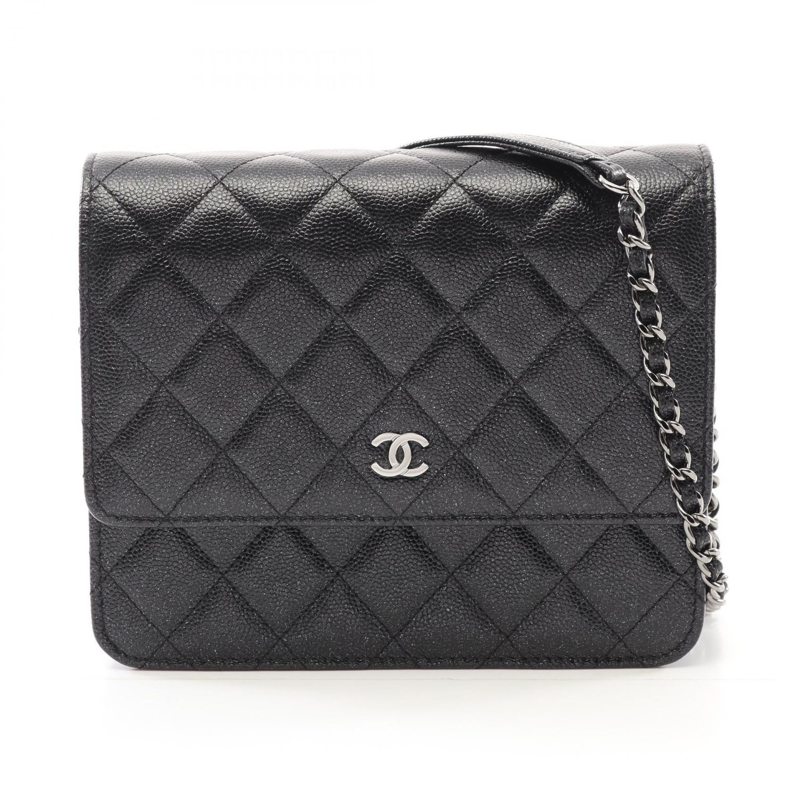 シャネル CHANEL ショルダーバッグ マトラッセ ブラック カーフ 牛革 マトラッセ チェーンウォレット レディース Used A