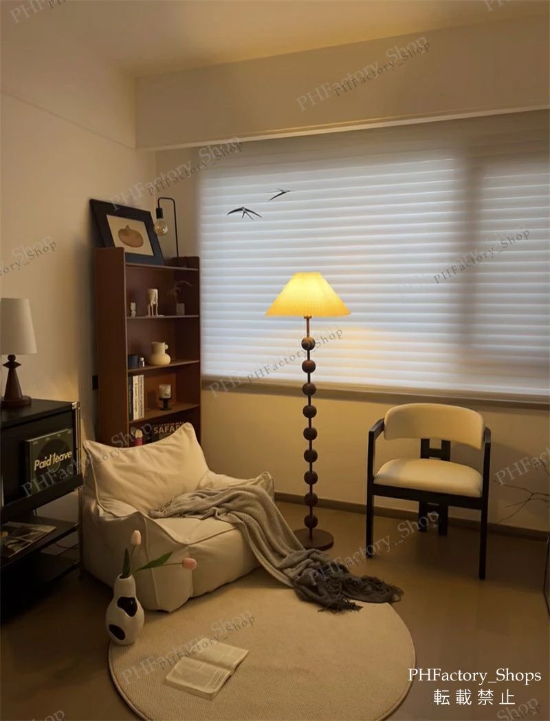 フロアスタンド 木製 プリーツシェード