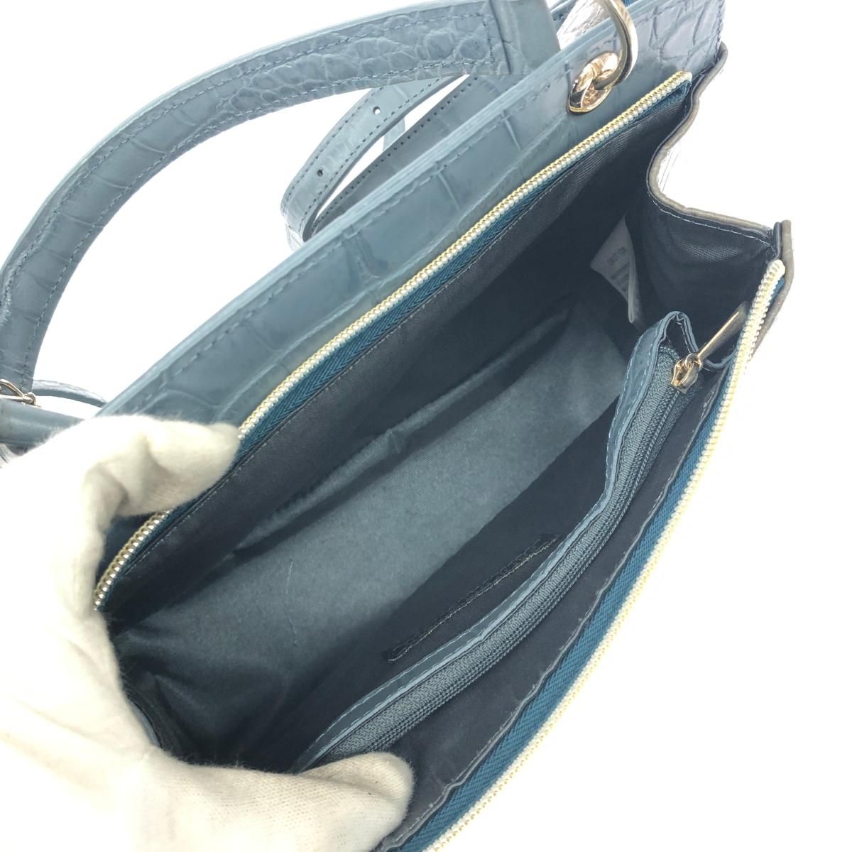 cat in the closet キャットインザクローゼット 2WAYハンドバッグ 2WAYバッグ グレー ブルー レザー 240002230630 DECORATOM_COM_BR