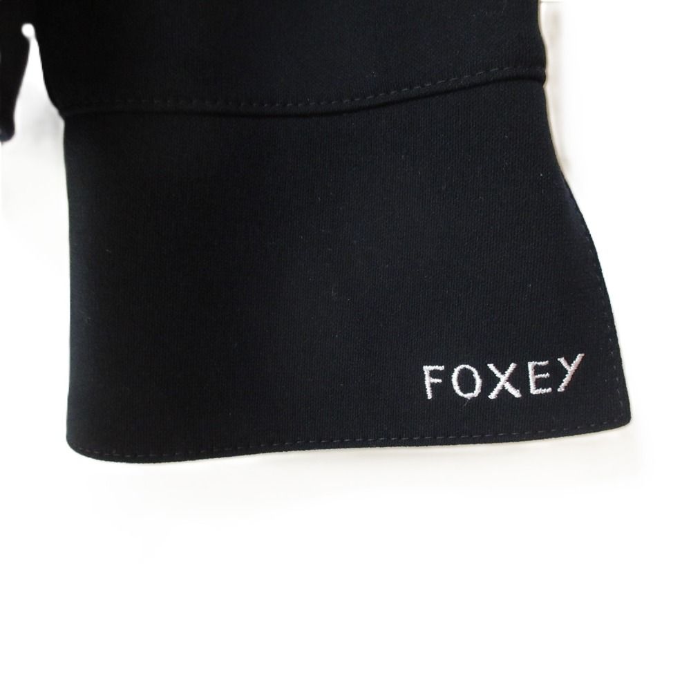 美品 FOXEY NEW YORK フォクシーニューヨーク リボン ロゴ刺繡 ストレッチ カーディガン 41392 サイズ40 ネイビー レディース 古着 中古 USED FOXEY NEW YORK - 美品 FOXEY NEW YORK フォクシーニューヨーク リボン