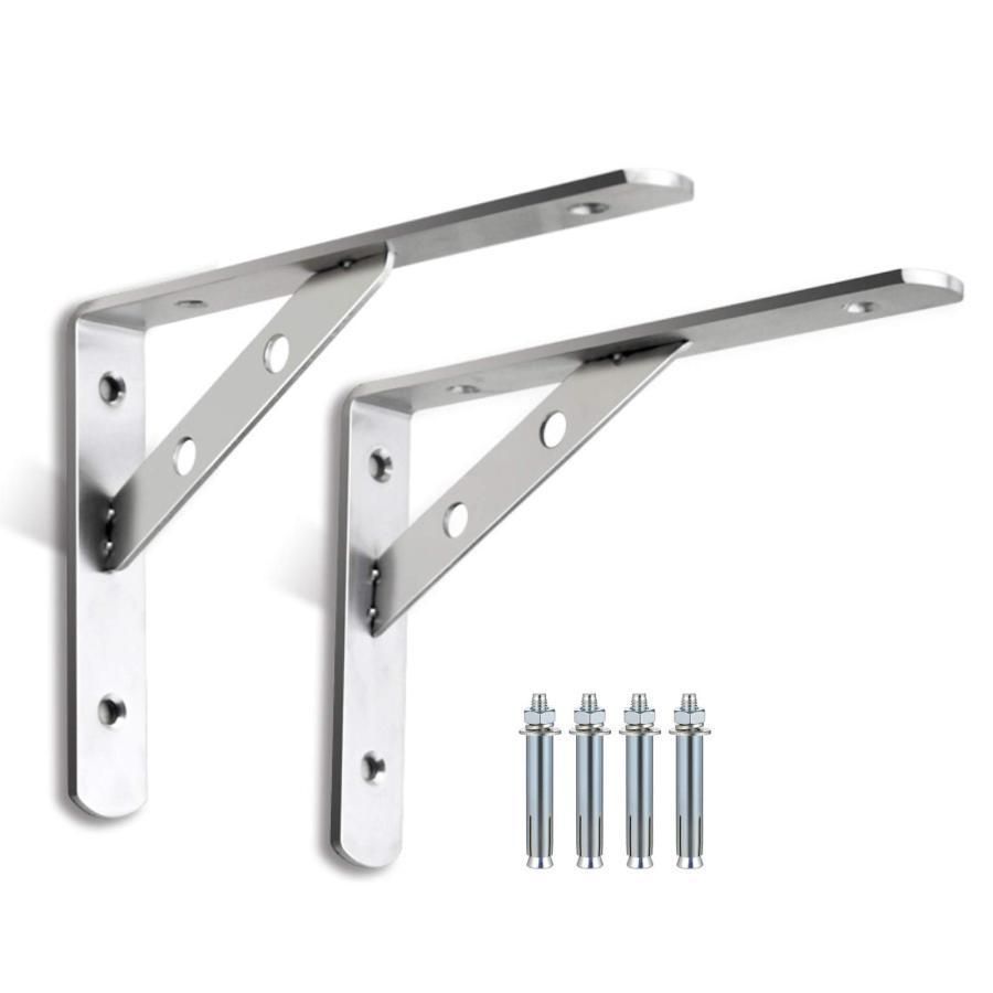 棚受け金具 壁掛け ステンレス ブラケット DIY 棚受け ブラケット 耐荷重 200kg ステンレス 棚 受け ネジ付き 簡単インストール 長持