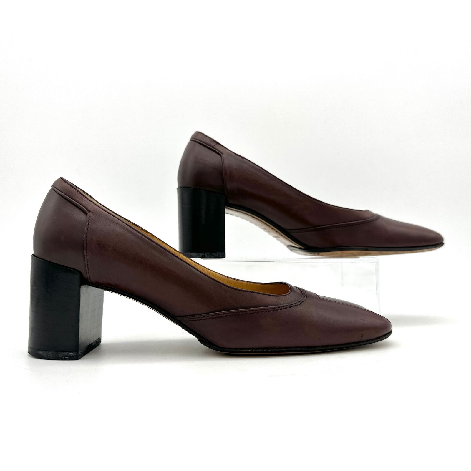 ☆美品☆ BALLY バリー パンプス レザー チャンキーヒール スクエア 