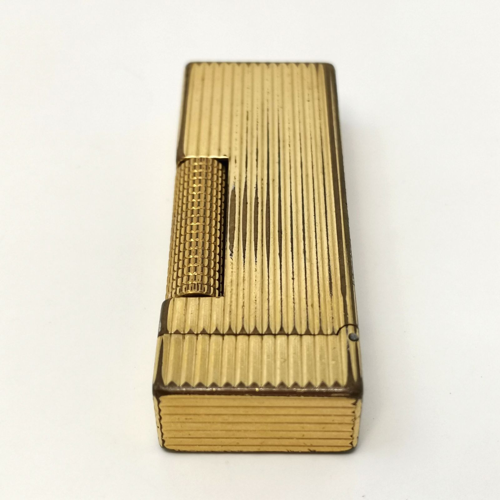 ■ dunhill ダンヒル ライター ゴールド ガスライター ロゴ 中古 希少 着火確認済み dunhillダンヒル ライター スリム 黒金 ゴールド