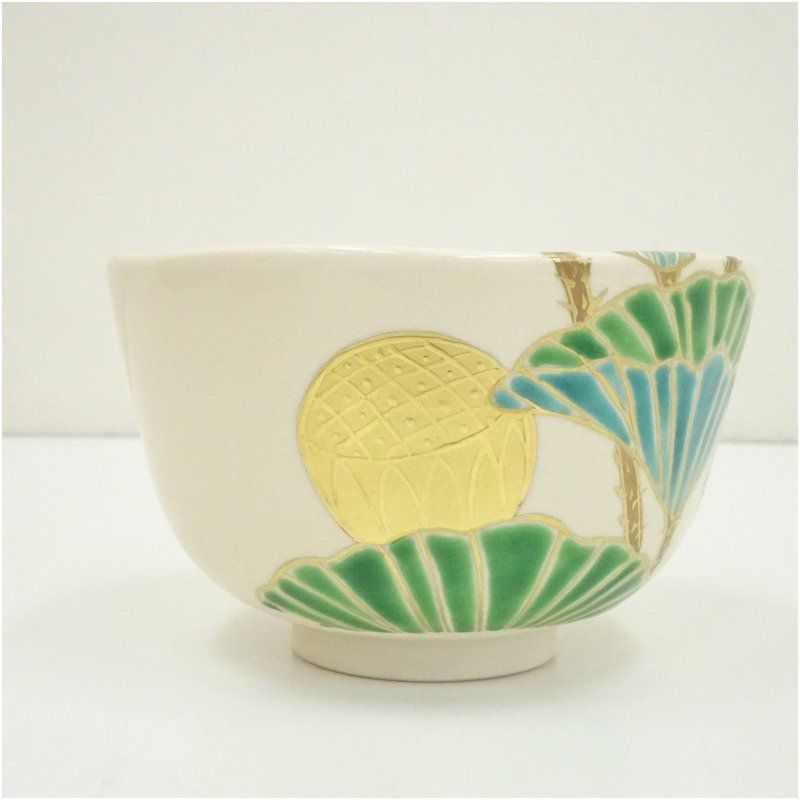 京焼 鳴滝窯 橋本城岳造 乾山写吹寄せ文茶碗（共箱） B406b「乾山