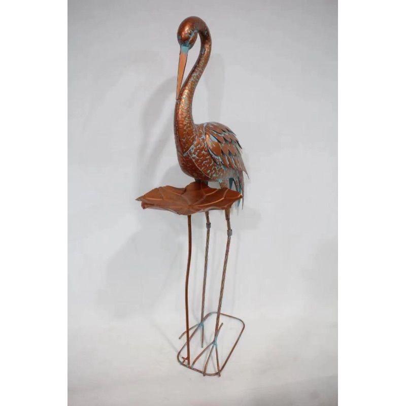 KK161 古銅製 高さ105cm ブロンズ 鶴置物 オブジェ 庭置物 銅製 庭園