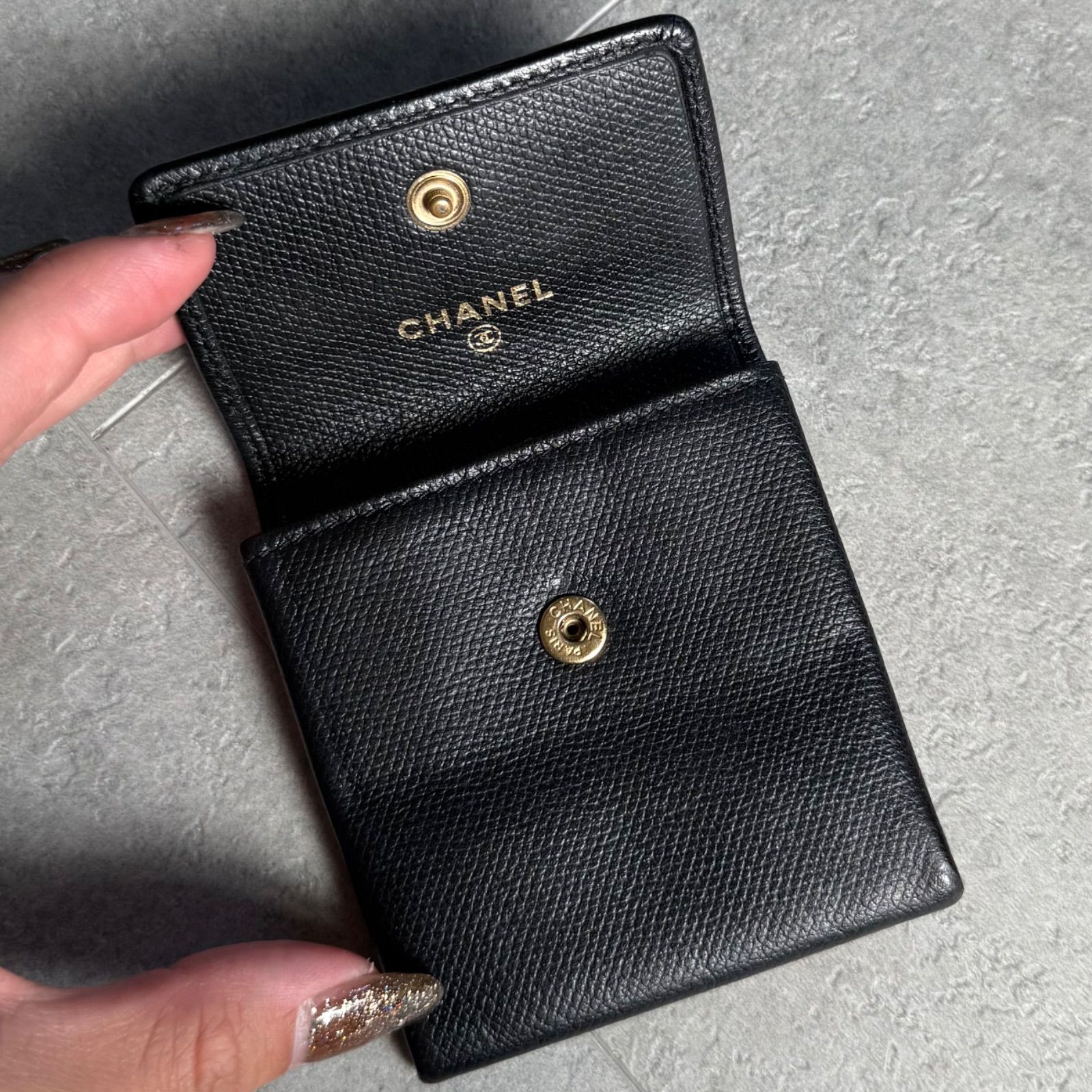 CHANEL シャネル ココボタン ココマーク レザーコインケース ブラック 