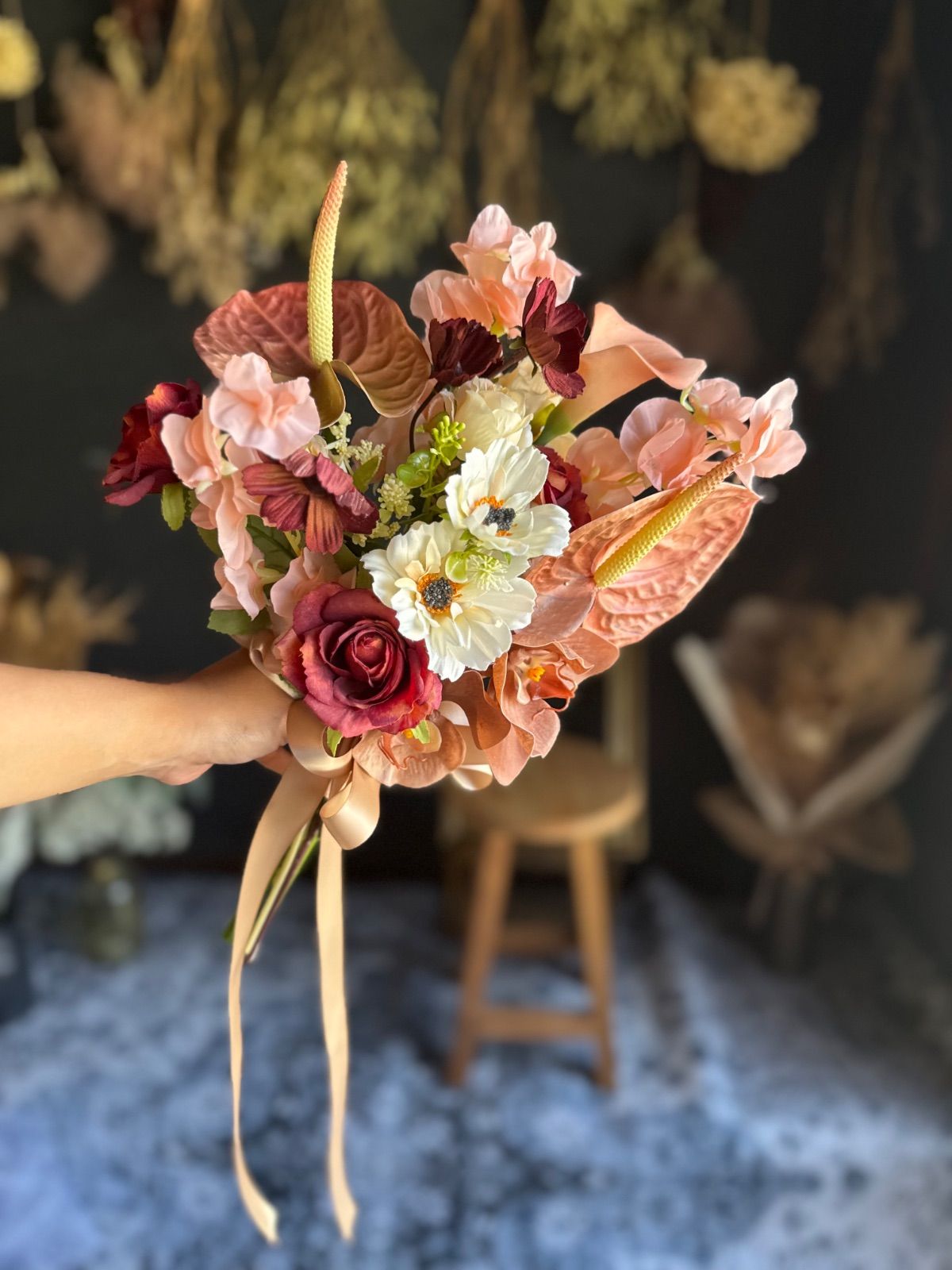 美品】テラコッタウェディングブーケ、ブートニア テラコッタ オレンジ