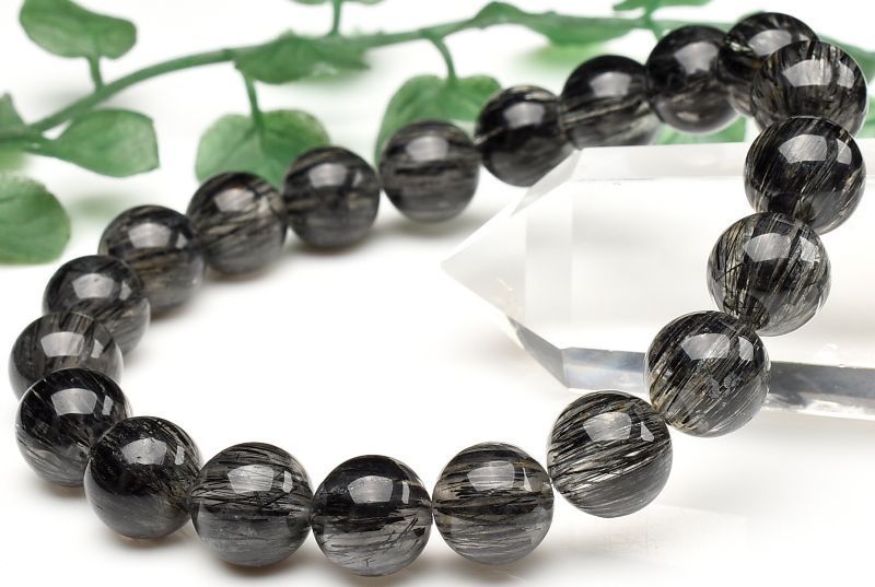 １点物 透明 太針 ブラックトルマリンインクォーツ 10mm ブレスレット パワーストーン 天然石 _U7690